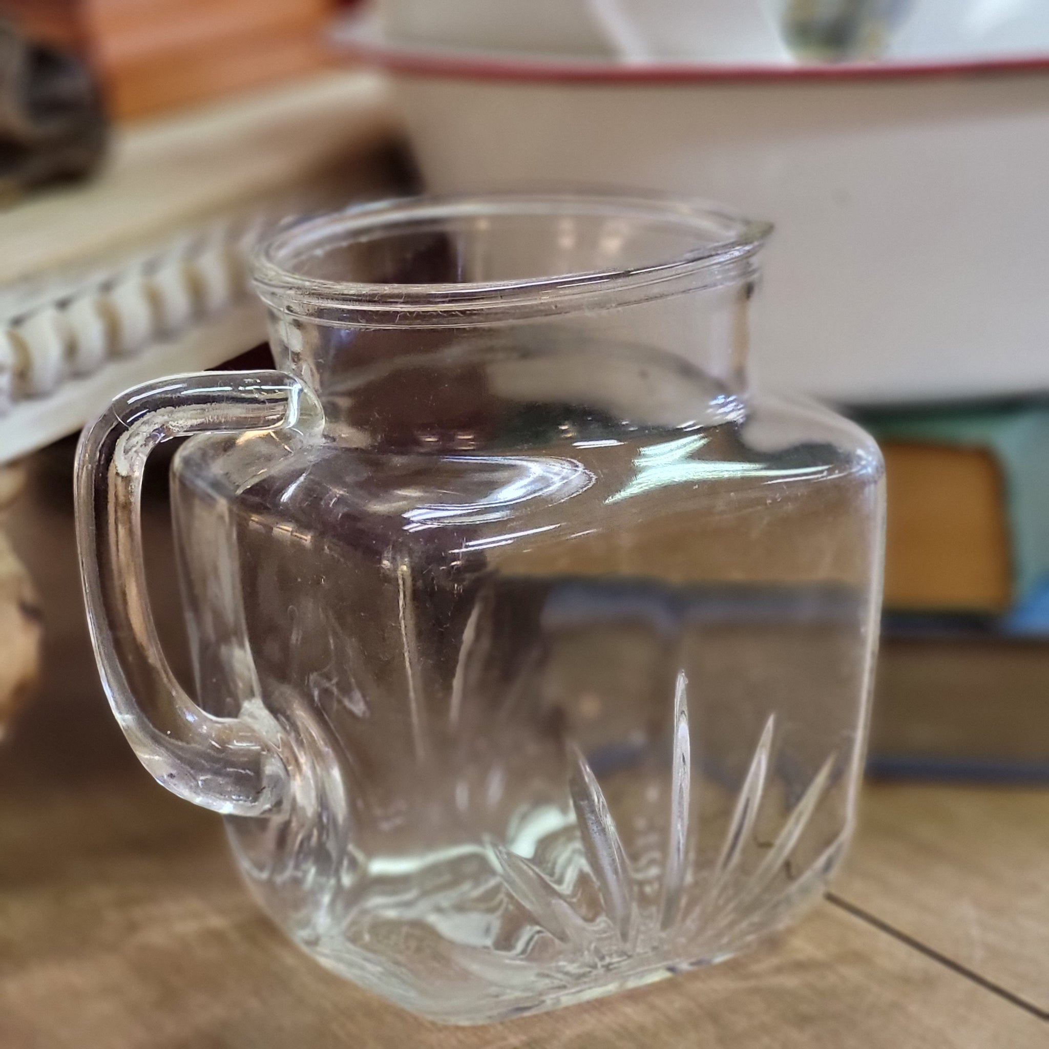 Vintage Federal Clear Pressed Starburst Glass Star Pitcher Sunrise Emb –  Fluffernutter Vintage