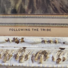 Load image into Gallery viewer, Vintage Print Titled &quot;Following The Tribe&quot; in a White &amp; Gold Ornate Frame