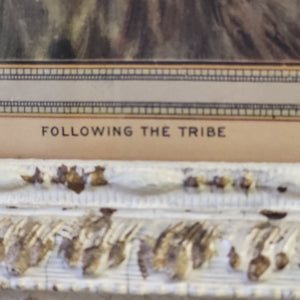 Vintage Print Titled "Following The Tribe" in a White & Gold Ornate Frame