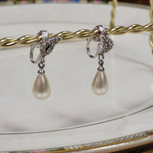 Load image into Gallery viewer, Faux Pearl and Rhinestone Clipon Earrings