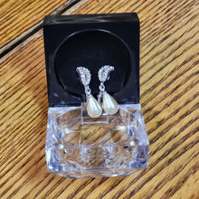 Load image into Gallery viewer, Faux Pearl and Rhinestone Clipon Earrings