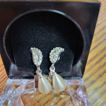 Load image into Gallery viewer, Faux Pearl and Rhinestone Clipon Earrings