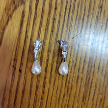 Load image into Gallery viewer, Faux Pearl and Rhinestone Clipon Earrings