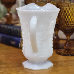 Anchor Hocking Fire King Milk Glass Pitcher with Grape Motif