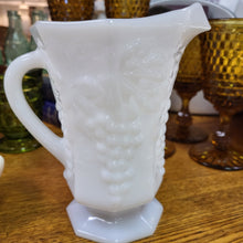 Load image into Gallery viewer, Anchor Hocking Fire King Milk Glass Pitcher with Grape Motif