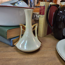 Load image into Gallery viewer, Pioneer Pottery Iridescent Bud Vase With 22K Gold Handles - Art Deco Vase