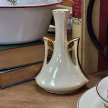 Load image into Gallery viewer, Pioneer Pottery Iridescent Bud Vase With 22K Gold Handles - Art Deco Vase