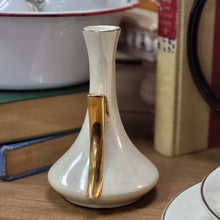 Load image into Gallery viewer, Pioneer Pottery Iridescent Bud Vase With 22K Gold Handles - Art Deco Vase