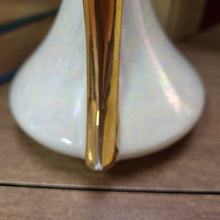 Load image into Gallery viewer, Pioneer Pottery Iridescent Bud Vase With 22K Gold Handles - Art Deco Vase