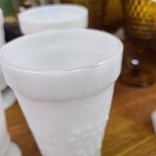 Load image into Gallery viewer, Anchor Hocking Fire King Goblets Vintage Mid Century Milk Glass Goblets with Grape Design, Set of 4 Parfait Cups