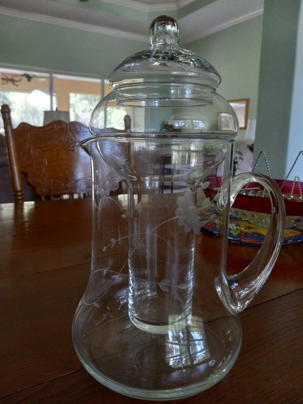 Princess House 3 Pc Pitcher & Lid with Ice Liner, Princess House Heritage Pitcher