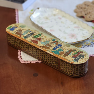 Vintage Handmade Wooden Khātam Pencil Box