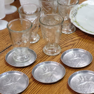 Vintage Pressed Aluminum Geese Coasters - set of 5, Hunting Wildlife Decor