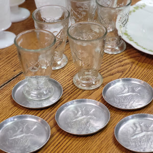 Vintage Pressed Aluminum Geese Coasters - set of 5, Hunting Wildlife Decor
