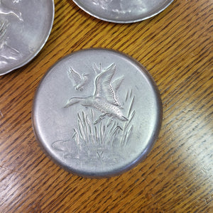 Vintage Pressed Aluminum Geese Coasters - set of 5, Hunting Wildlife Decor