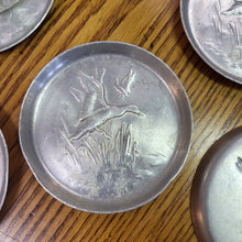 Load image into Gallery viewer, Vintage Pressed Aluminum Geese Coasters - set of 5, Hunting Wildlife Decor