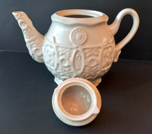Load image into Gallery viewer, A Perfect Occasion Teapot with Lid, 64 oz Ceramic Cream Embossed Pattern