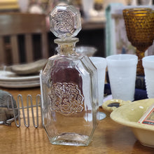 Load image into Gallery viewer, Clear Glass Schenley Decanter, Mid Century Embossed Vintage Bottle