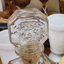 Load image into Gallery viewer, Clear Glass Schenley Decanter, Mid Century Embossed Vintage Bottle