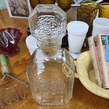 Load image into Gallery viewer, Clear Glass Schenley Decanter, Mid Century Embossed Vintage Bottle