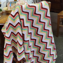 Load image into Gallery viewer, Handmade Crocheted Afghan/Blanket Zig Zag Multi-Colored Pattern