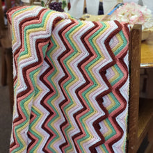 Load image into Gallery viewer, Handmade Crocheted Afghan/Blanket Zig Zag Multi-Colored Pattern