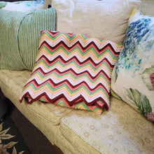 Load image into Gallery viewer, Handmade Crocheted Afghan/Blanket Zig Zag Multi-Colored Pattern