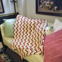 Load image into Gallery viewer, Handmade Crocheted Afghan/Blanket Zig Zag Multi-Colored Pattern