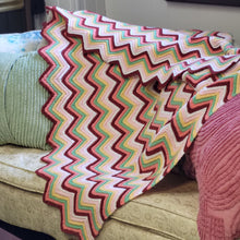 Load image into Gallery viewer, Handmade Crocheted Afghan/Blanket Zig Zag Multi-Colored Pattern