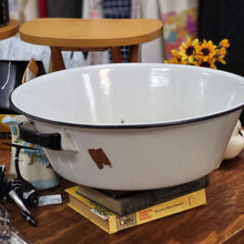 Load image into Gallery viewer, Porcelain/Enamelware 1930/40&#39;s White and Black Wash Tub with Handles