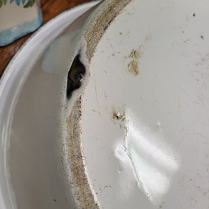 Porcelain/Enamelware 1930/40's White and Black Wash Tub with Handles