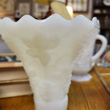 Load image into Gallery viewer, Anchor Hocking Fire King White Milk Glass Harvest Grape Footed Vase