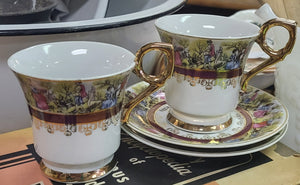 Vintage Royal Sealey Courting Couple Gold Gilt Trim Cup and Saucer - Sold Separately