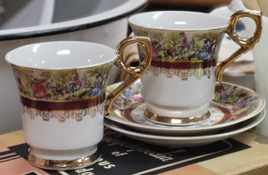Vintage Royal Sealey Courting Couple Gold Gilt Trim Cup and Saucer - Sold Separately