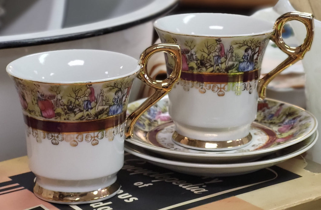 Vintage Royal Sealey Courting Couple Gold Gilt Trim Cup and Saucer - Sold Separately