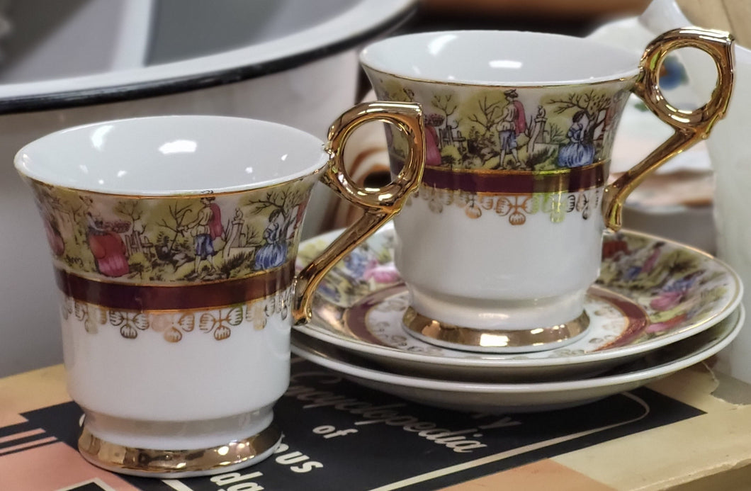 Vintage Royal Sealey Courting Couple Gold Gilt Trim Cup and Saucer - Sold Separately