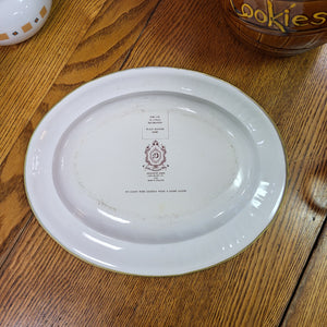 Daher Vintage Tin Oval Platter of Victorian Floral/Fruit Design Made in England