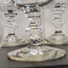 Load image into Gallery viewer, Vintage Platinum Rim Water Goblets by Libbey Glass Co. 8000-3, Platinum Band Cocktail Glasses, Footed Parfait Glasses