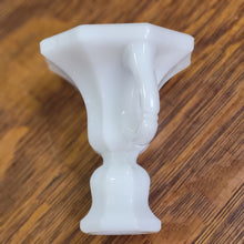 Load image into Gallery viewer, Vintage Milk Glass Candlestick Holder, Octagonal Base with Finger Loop Paneled Design