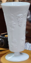 Load image into Gallery viewer, Large Milk Glass Vase with Raised Pattern of Grapes, Leaves and Vines