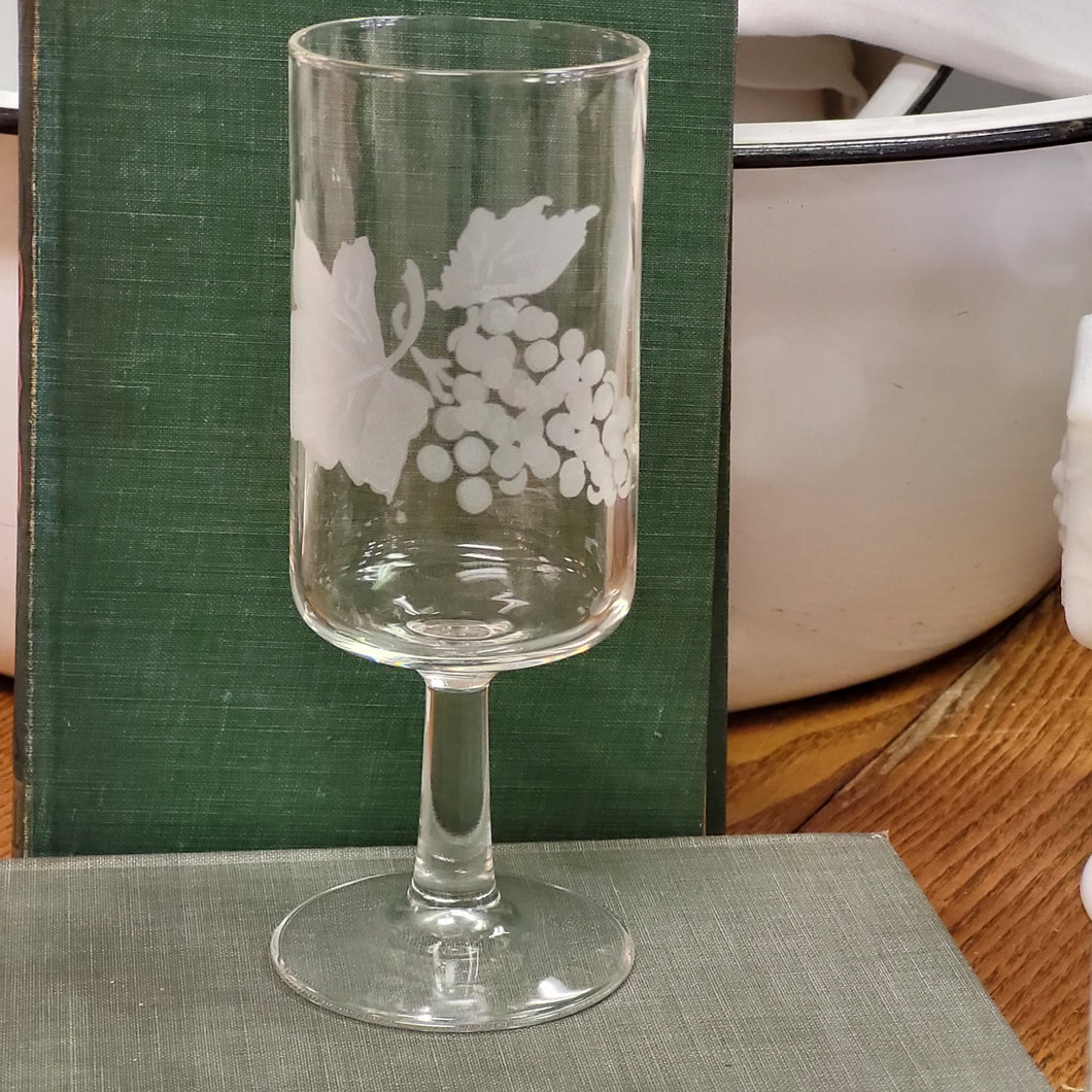 Vintage Grape Vine Etched Stemware - Set of 4