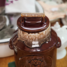 Load image into Gallery viewer, McCoy Brown Drip Glaze Cookie Jar, Commemorative Bicentennial Milk Can Shaped Jar