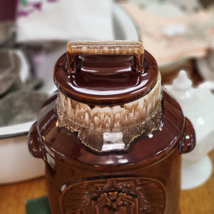 McCoy Brown Drip Glaze Cookie Jar, Commemorative Bicentennial Milk Can Shaped Jar