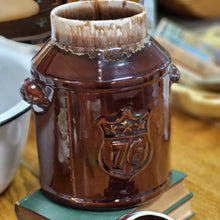 Load image into Gallery viewer, McCoy Brown Drip Glaze Cookie Jar, Commemorative Bicentennial Milk Can Shaped Jar