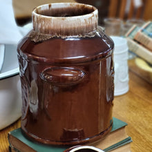 Load image into Gallery viewer, McCoy Brown Drip Glaze Cookie Jar, Commemorative Bicentennial Milk Can Shaped Jar