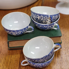 Load image into Gallery viewer, Vintage Blue and White Teacup, Phoenix Bird Eggshell Porcelain Japan 1950s