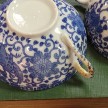Load image into Gallery viewer, Vintage Blue and White Teacup, Phoenix Bird Eggshell Porcelain Japan 1950s