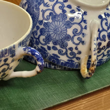 Load image into Gallery viewer, Vintage Blue and White Teacup, Phoenix Bird Eggshell Porcelain Japan 1950s
