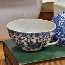 Load image into Gallery viewer, Vintage Blue and White Teacup, Phoenix Bird Eggshell Porcelain Japan 1950s