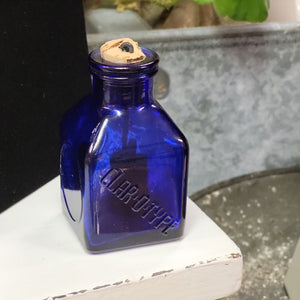 Embossed Clarotype Blue Cobalt Ink Bottle (E2L)